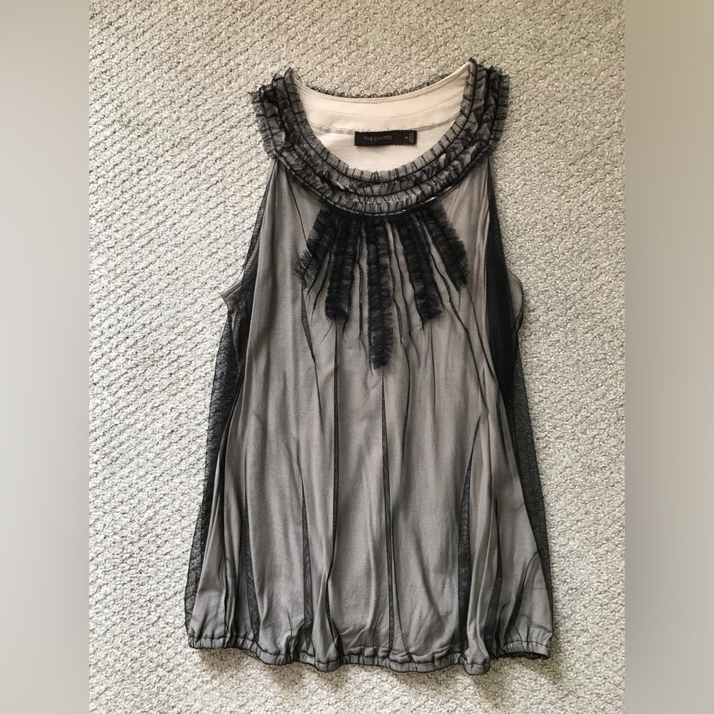 5/$15 The Limited Ruffle Tulle Layered Tank Top with Banded Bottome